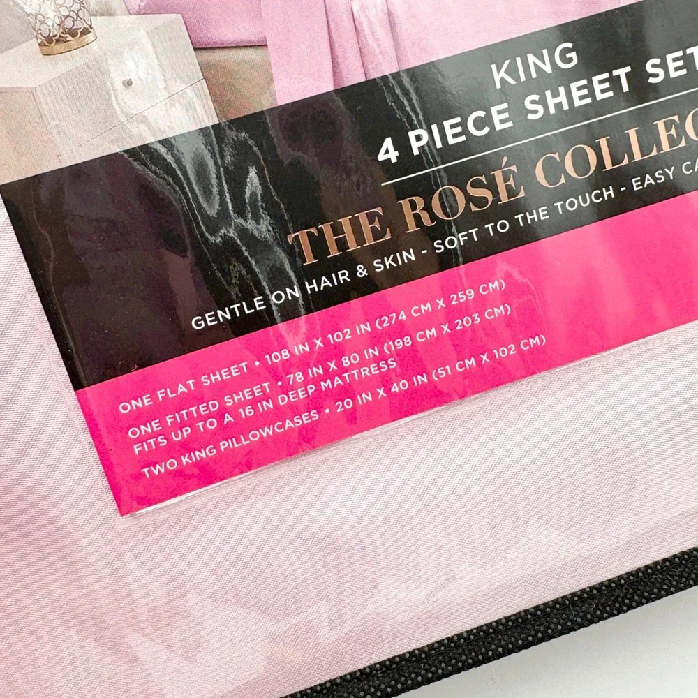 Juicy Couture Satin Sheet Set - The Rosé Collection‎ - King Size - Pink
